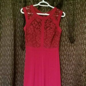 Red Formal Dress - Lace Top